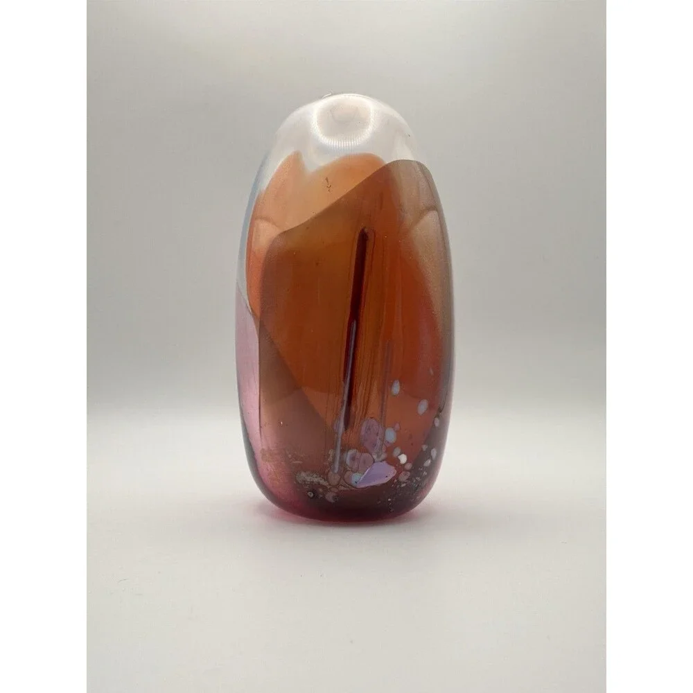 Vintage M. Rhys Williams 1988 Signed Studio Art Glass Bud Vase Hand Blown Glass